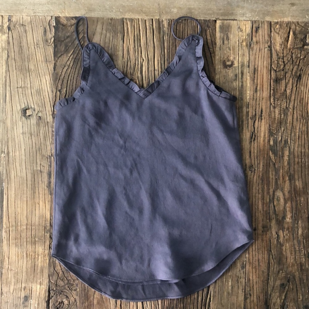 Express dark Grey Ruffle Neckline Tank - Picture 2 of 4
